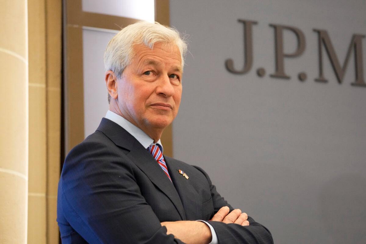 JPMorgan CEO Jamie Dimon looks on during the inauguration of the new French headquarters of JPMorgan Bank in Paris on June 29, 2021. (Michel Euler/Pool via AP)
