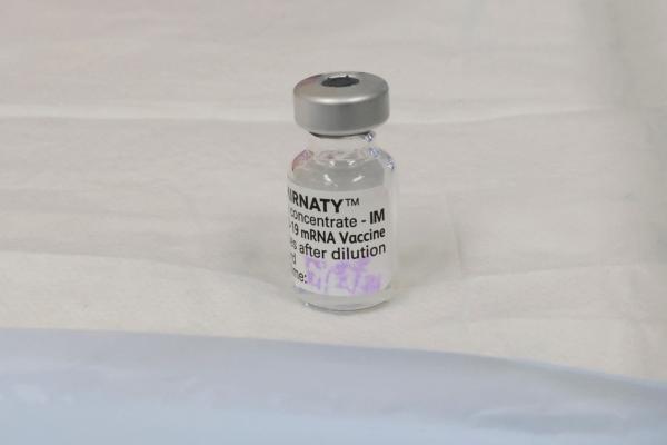 A vile of the COVID-19 vaccine is seen at Castle Hill Medical Centre in Sydney, Australia, on Feb. 21, 2021. (Mark Evans/Getty Images)