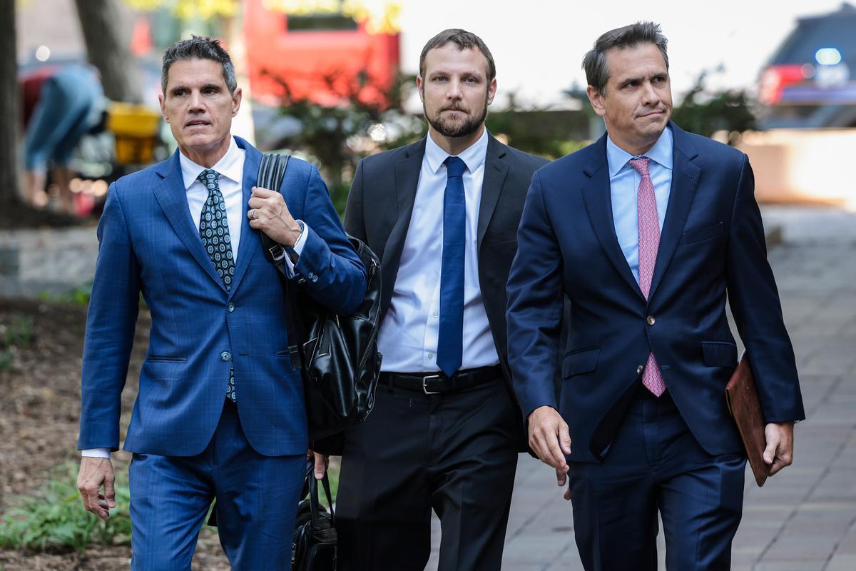 Attorneys for former President Donald Trump, John Lauro (L) and Todd Blanche (R), arrive at the E. Barrett Prettyman Courthouse in Washington Aug. 11, 2023. (Win McNamee/Getty Images)