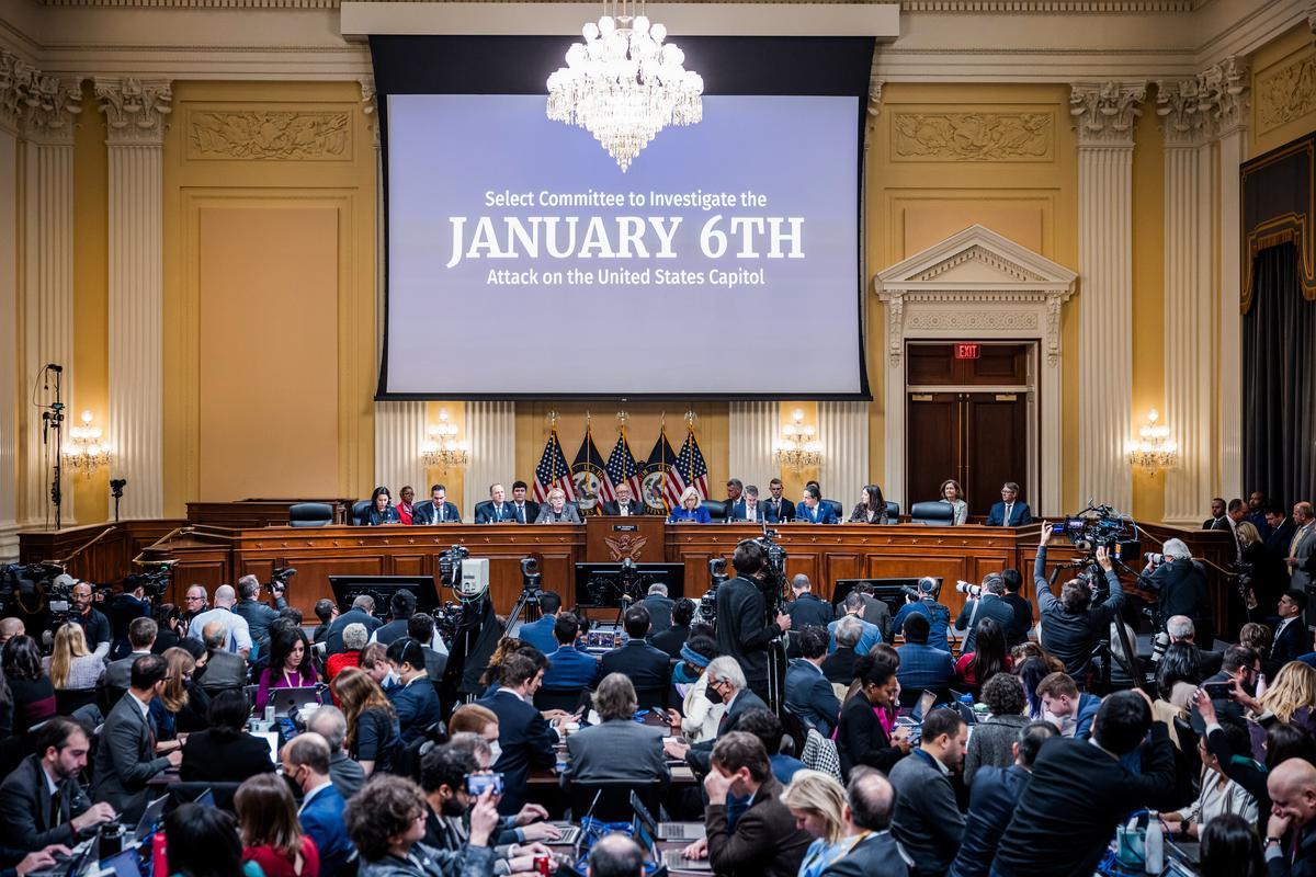 Members of the House Select Committee to Investigate the January 6 Attack on the U.S. Capitol hold the last public meeting on Capitol Hill in Washington on Dec. 19, 2022. (Jim Lo Scalzo-Pool/Getty Images)