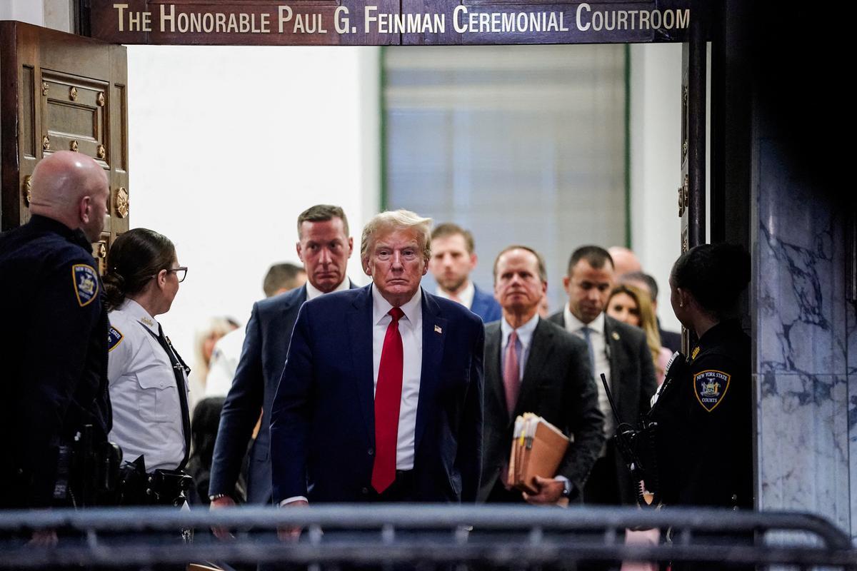 Former President Donald Trump departs for a break in the civil fraud trial against the Trump Organization, at the New York Supreme Court in New York City on Dec. 7, 2023. (Timothy A. Clary/AFP via Getty Images)