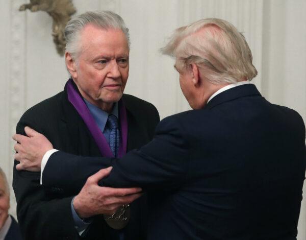 President Donald Trump presents actor Jon Voight with the National Medal of Arts during a ceremony in the East Room of the White House in Washington on Nov. 21, 2019. (Mark Wilson/Getty Images)