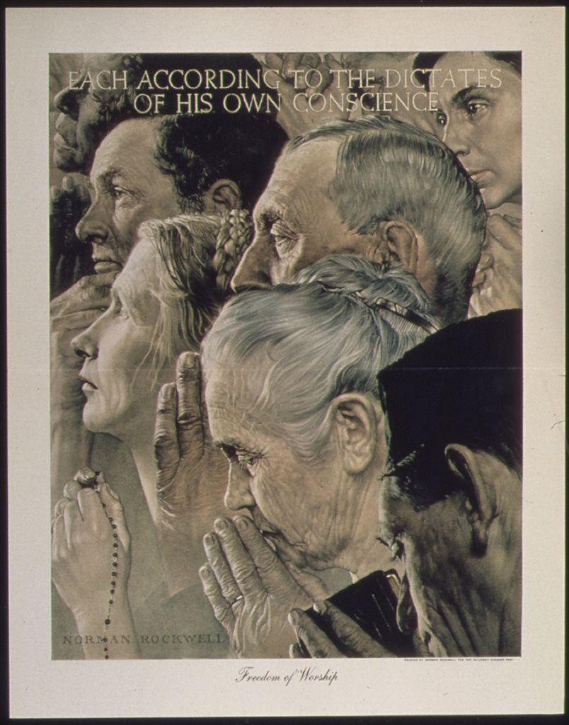 “Freedom of Worship,” 1943, by Norman Rockwell. U.S. National Archives and Records Administration. Norman Rockwell Museum, Stockbridge, Mass. (Public Domain)