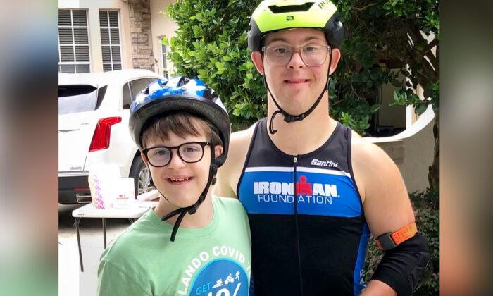 14-Year-Old With Down Syndrome Completes Mini-Triathlon After Meeting His Ironman Inspiration