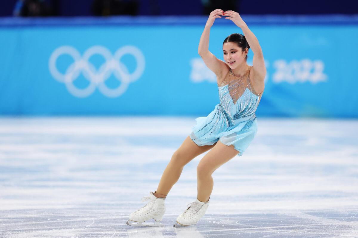 Alysa Liu of Team United States skates during the Women's Single Skating Free Skating on day thirteen of the Beijing 2022 Winter Olympic Games at Capital Indoor Stadium in Beijing on Feb. 17, 2022. (Matthew Stockman/Getty Images)