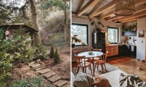 Artist and Her Husband Ditch ‘Noisy City Life’ for Self-Renovated Cozy Home in the Woods