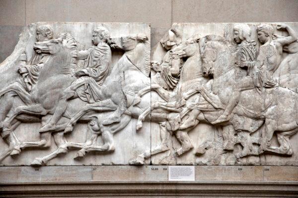 Sections of the Elgin Marbles are displayed at the British Museum in London on Nov. 22, 2018. (Dan Kitwood/Getty Images)