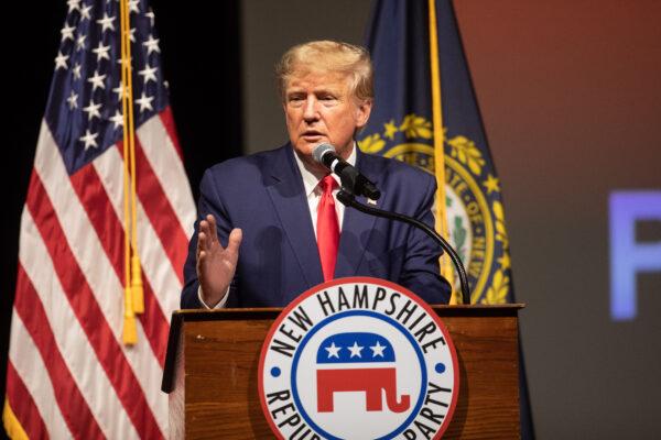 Former President Donald Trump speaks at the New Hampshire Republican State Committee's annual meeting in Salem, N.H., on Jan. 28, 2023. (Scott Eisen/Getty Images)