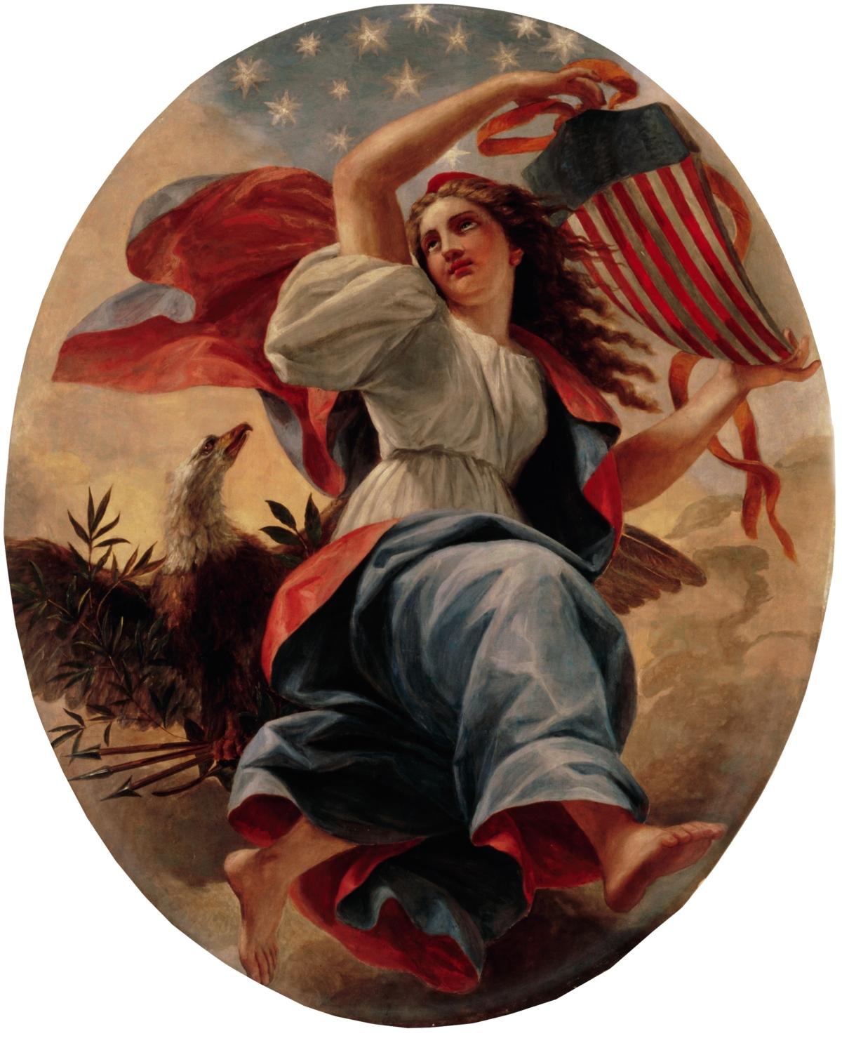  “Union” by Constantino Brumidi. It is mounted on the ceiling of the White House entrance hall. White House Historical Association. (Public Domain)