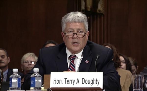 Judge Terry A. Doughty speaks before the Senate Committee on the Judiciary in 2017. (Senator Bill Cassidy/YouTube/Screenshot)
