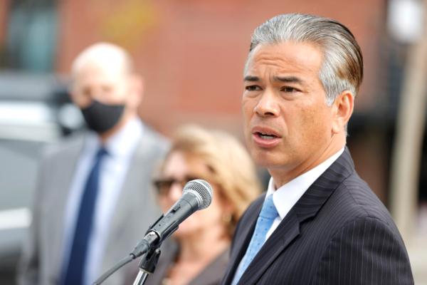  California Attorney General Rob Bonta speaks during a news conference in San Francisco on Nov. 15, 2021. (Justin Sullivan/Getty Images)
