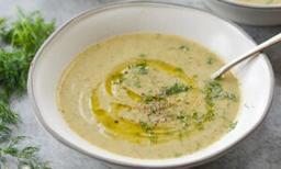Creamy Zucchini Soup With Walnuts and Dill