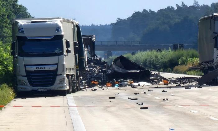 A Multi-Truck Crash Involving Hazardous Materials Kills 2 on German Highway