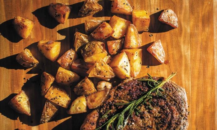 Seared Rib Eyes With Blue Cheese Butter and Beef-Fat Potatoes