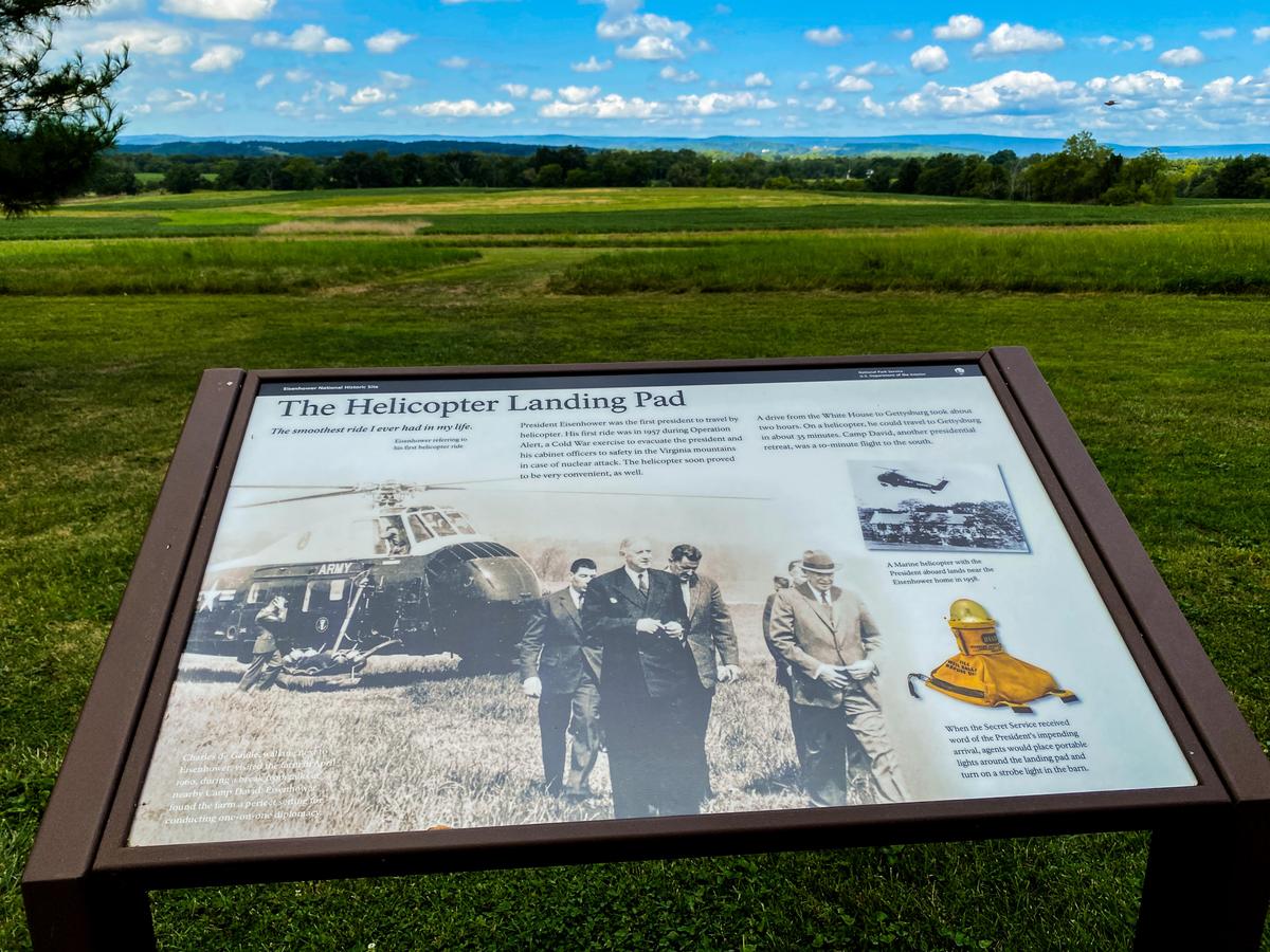 As the first president to travel by helicopter, it became very convenient for Eisenhower to make that commute from Washington, D.C., or Camp David to his farm retreat in Gettysburg, especially with this much space for a makeshift landing pad. (Lynn Topel)