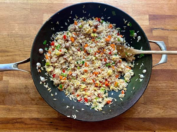  Pork fried rice is both easy to make on a school night and also economical. (Gretchen McKay/Pittsburgh Post-Gazette/TNS)