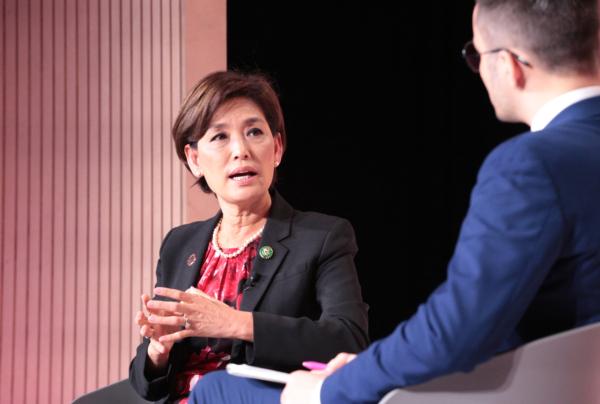  Rep. Young Kim (R-Calif) during an interview at the Concordia Annual Summit in New York on Sept. 18, 2023. (Richard Moore/The Epoch Times)