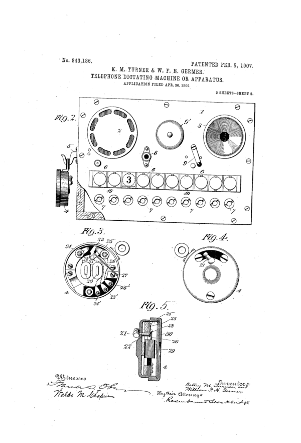  Patent drawing for dictograph. (Patents-Google)