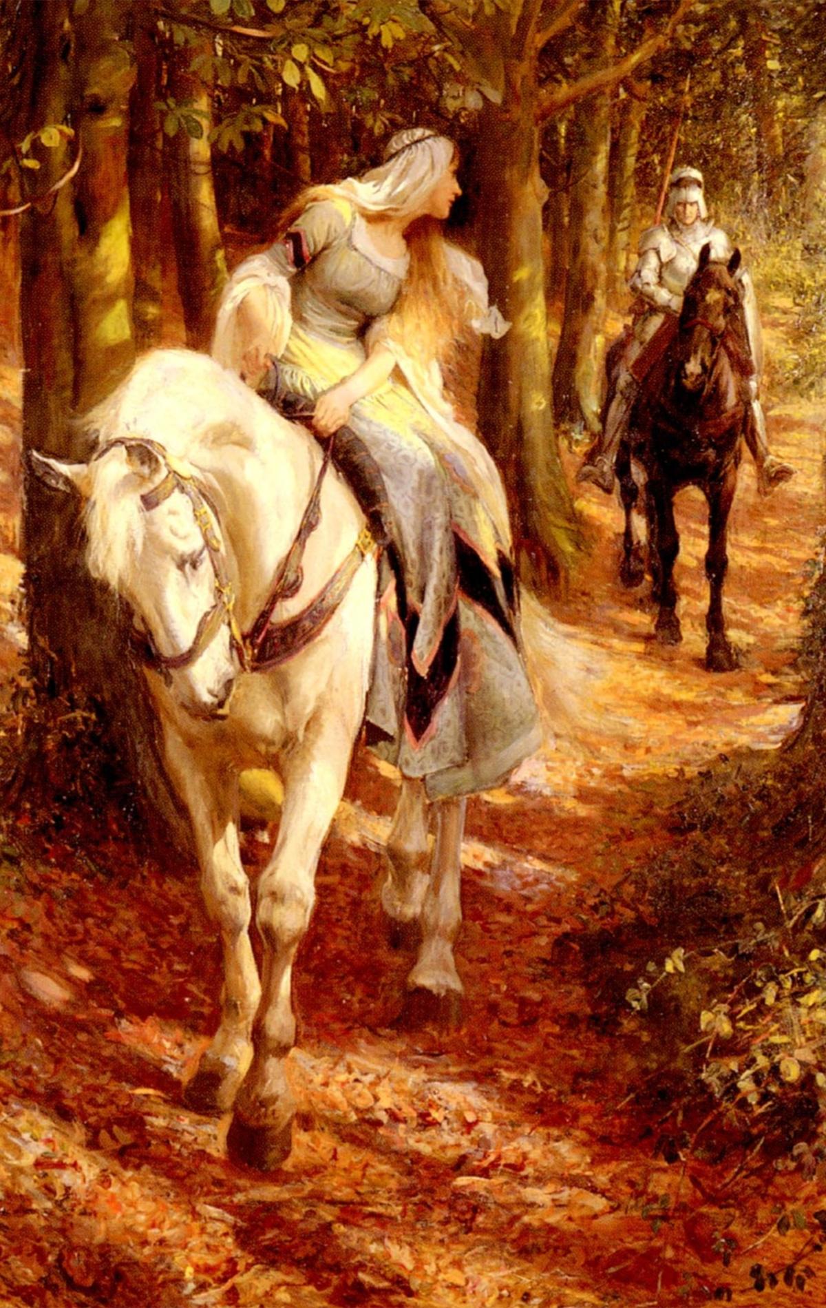  "Enid and Geraint," 1907, by Rowland Wheelwright. Oil on canvas. (Art Renewal Center)