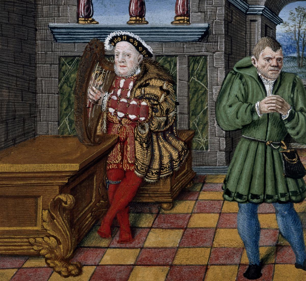 "Henry VIII With Harp" from a psalter owned by Henry VIII, 1530–1547. (Public Domain)