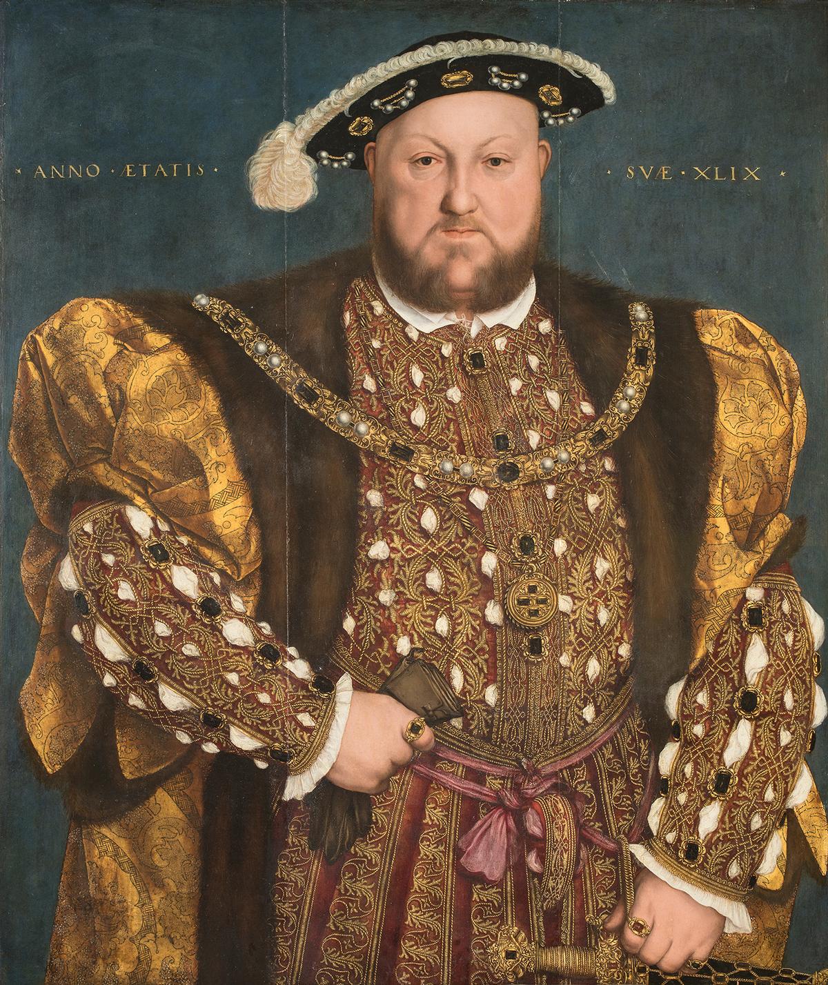 Portrait of Henry VIII of England, 1540, by Hans Holbein the Younger. Oil on panel. National Gallery of Ancient Art, Rome. (Public Domain)