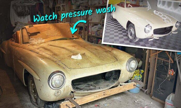 VIDEO: Ultra-Rare ’50s Mercedes Barn Find Gathers Dirt for 60 Years—Watch Its First Pressure Wash
