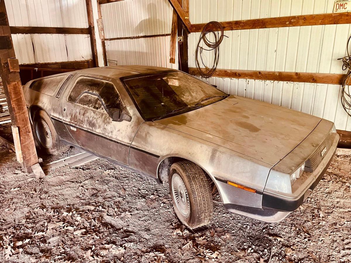 The DeLorean barn find viewed from the side-front. (Courtesy of Michael McElhattan)