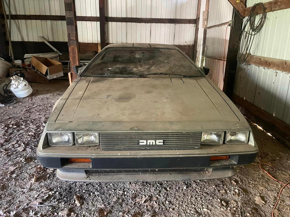 A view of the DeLorean barn find's front grille. (Courtesy of Michael McElhattan)