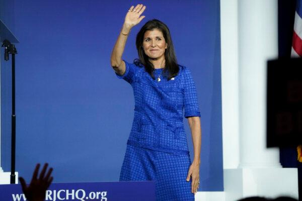 Republican presidential candidate and former South Carolina Gov. Nikki Haley speaks at the Republican Jewish Coalition in Las Vegas, Nev., on Oct. 28, 2023. (Madalina Vasiliu/The Epoch Times)