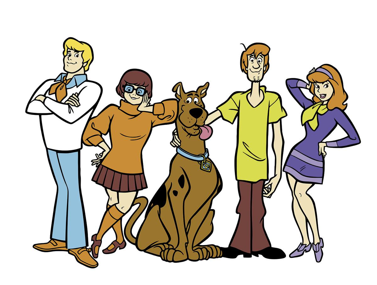 The main cast of "Scooby-Doo, Where Are You!" (L-R) Fred Jones, Velma Dinkley, Scooby-Doo, Shaggy Rogers, and Daphne Blake. (<a href="https://www.shutterstock.com/image-vector/scooby-doo-illustration-print-ready-design-2311781349">Muza DS</a>/Shutterstock)
