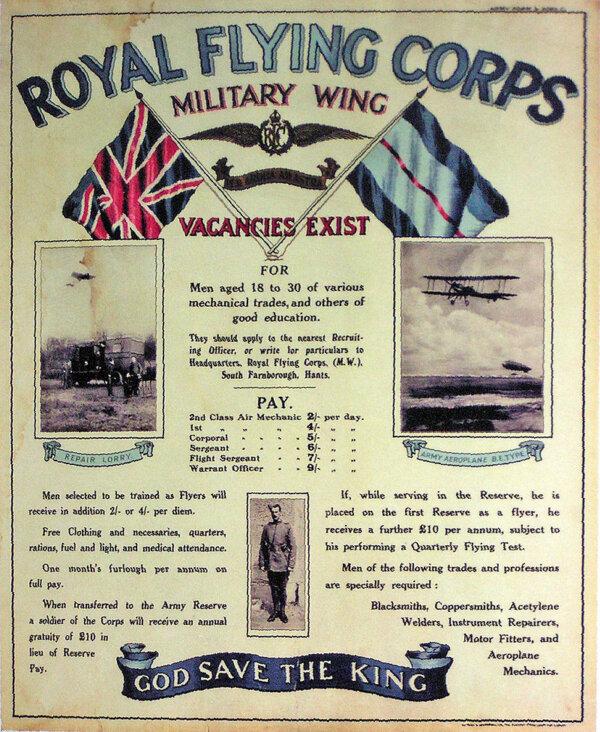 Recruiting poster for Royal Flying Corps. (Public Domain)