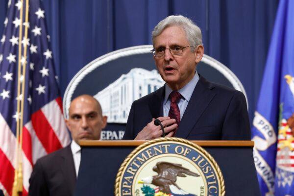 Attorney General Merrick Garland speaks at a news conference at the Department of Justice Building in Washington on Nov. 21, 2023. (Anna Moneymaker/Getty Images)