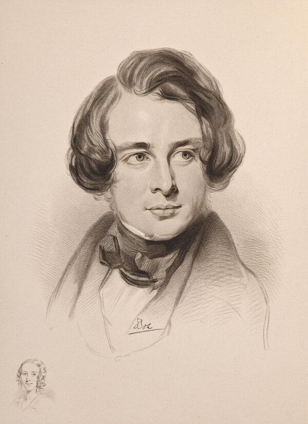 Sketch of Dickens in 1842 during his first American tour. (Public Domain)