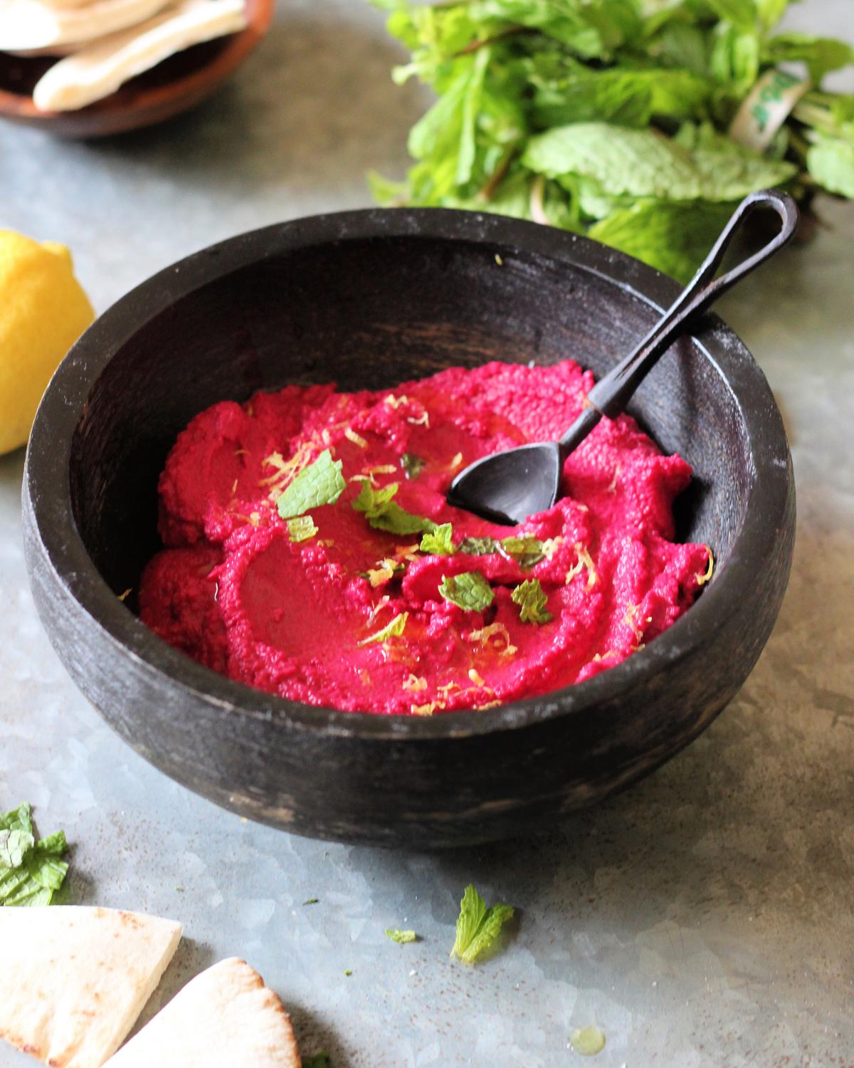 Turn your hummus red for the holidays with healthy and all-natural ingredients. (Lynda Balslev for Tastefood)
