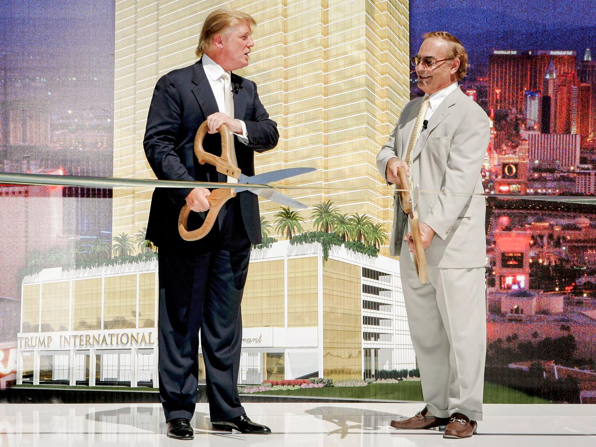 Donald Trump (L) and Phil Ruffin at a ceremonial groundbreaking for the Trump International Hotel & Tower Las Vegas in Las Vegas on July 12, 2005. (Ethan Miller/Getty Images)