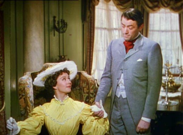 Philanthropist Portia Lansdowne (Jane Griffiths) and Henry Adams (Gregory Peck), in "The Million Pound Note." (General Film Distributors)
