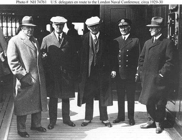 United States delegation en route to the London Naval conference, 1930. Admiral William V. Pratt. Naval Historical Foundation. (Public Domain)