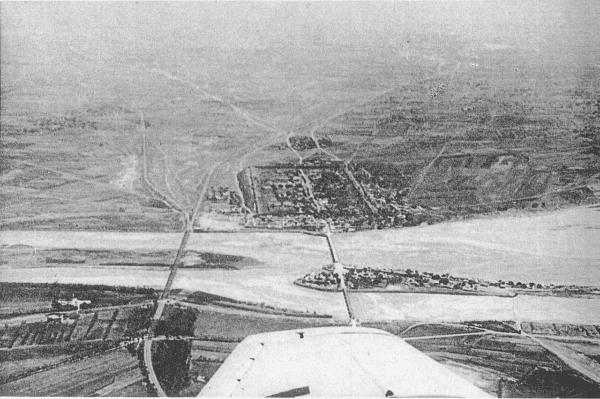 A Japanese reconnaissance photo of Marco Polo Bridge during the incident. Wanping is opposite side of the river. (Public Domain)