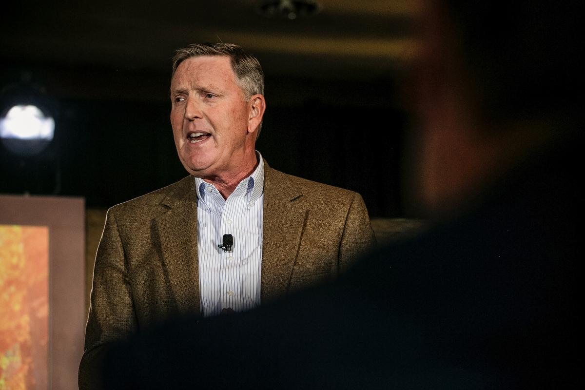 President and CEO of The Family Leader Bob Vander Plaats speaks at the Thanksgiving Family Forum in Des Moines, Iowa, on Nov. 17, 2023. (Jim Vondruska/Getty Images)