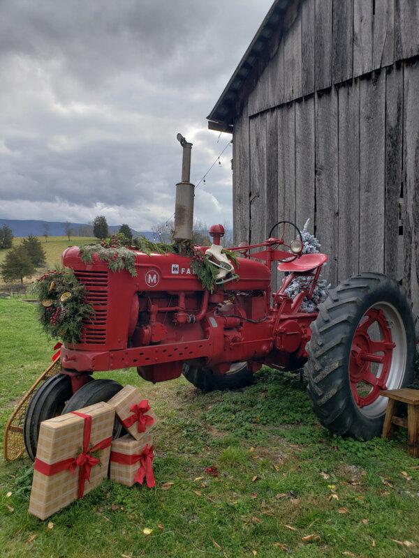 A farm tractor in Abingdon, Virginia, stands ready for family holiday photos. (Myscha Theriault/TNS)