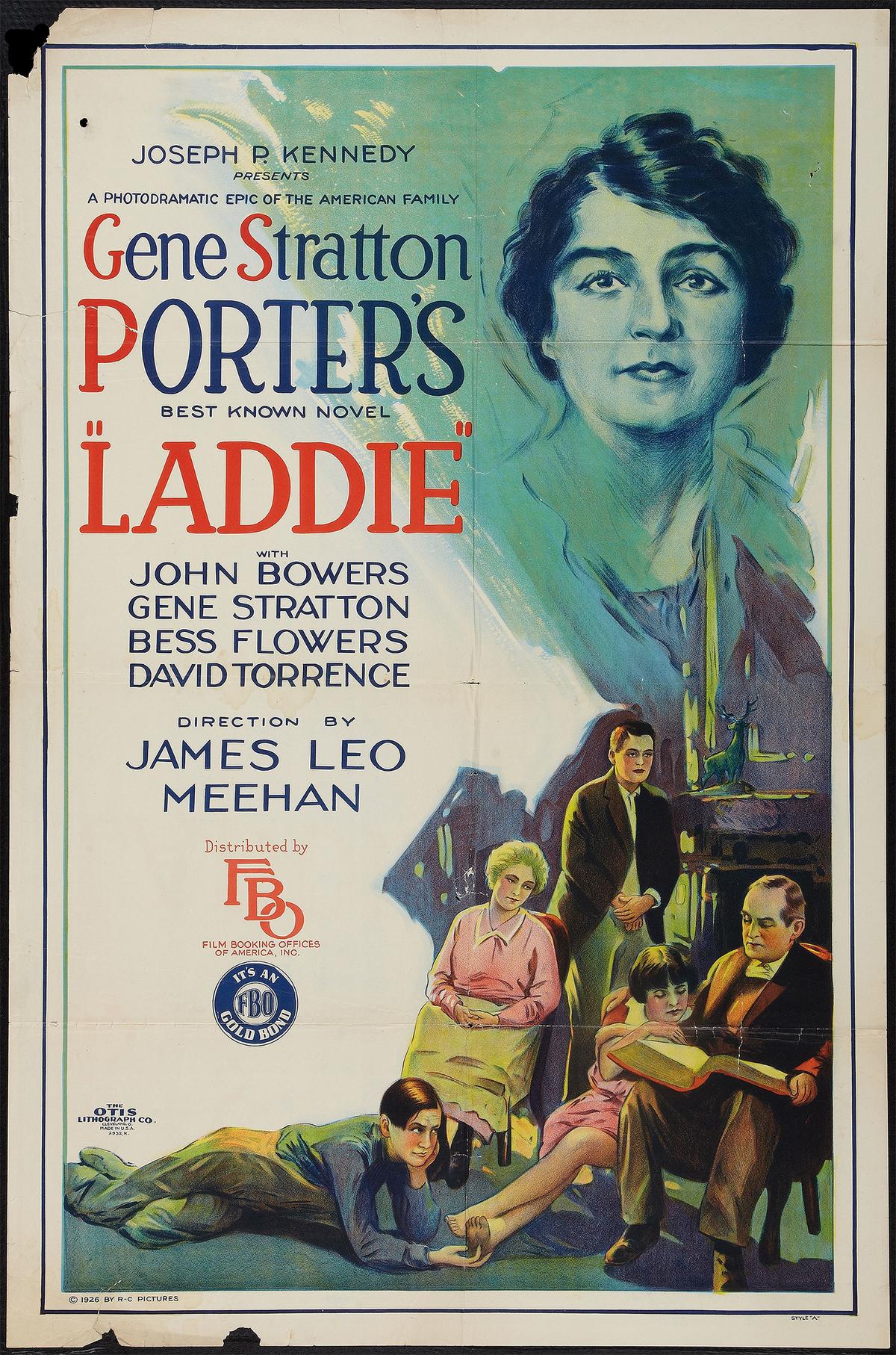 Movie poster for the 1926 film "Laddie," based off the book written by Gene Stratton-Porter. Film Booking Offices of America. (Public Domain)