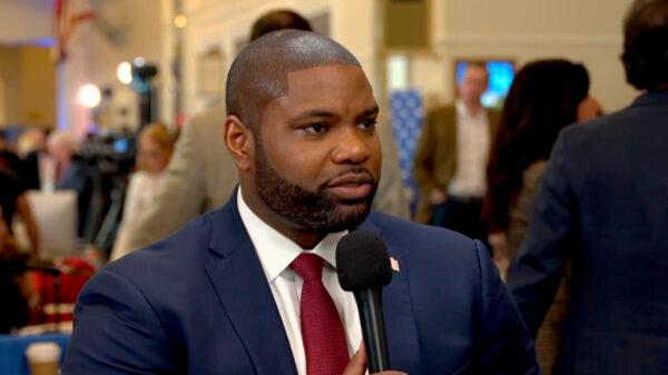 Rep. Byron Donalds (R-Fla.) during an interview with NTD at the Conservative Political Action Conference (CPAC) at Gaylord National Resort Hotel And Convention Center in National Harbor, Md., on Feb. 22, 2024, in a still from video released by NTD. (NTD)