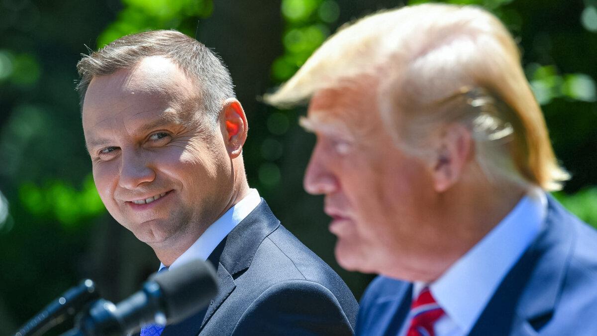 President Donald Trump and Polish President Andrzej Duda hold a joint press conference in the Rose Garden of the White House on June 12, 2019. (Mandel Ngan/AFP via Getty Images)