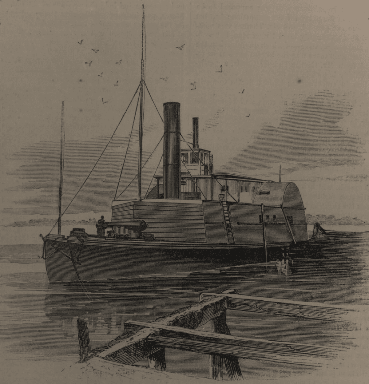 The confederate gun boat Planter that Robert Smalls surrendered to the Union forces in Charleston harbor. (Public Domain)