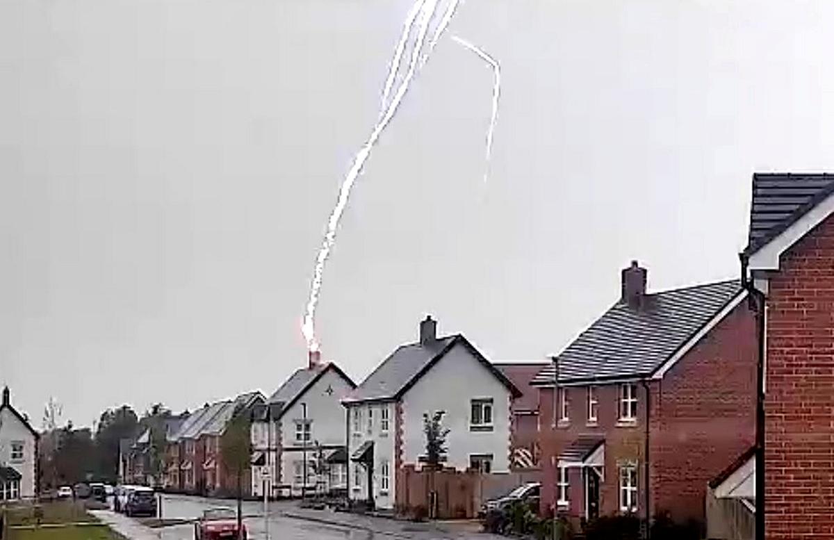 Lightning striking a property in Oxfordshire. (SWNS)